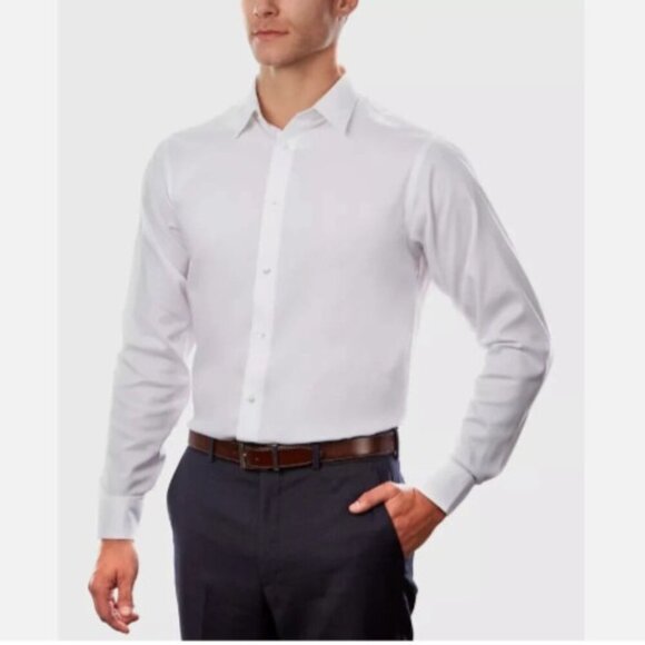 NEW Calvin Klein Mens XL White Active Performance Stretch Button down Shirt - Picture 1 of 9